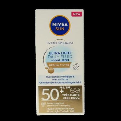 Nivea Sun face daily fluid SPF50 tint medium 40 Milliliter Nivea Sun face daily fluid SPF50 tint medium 40 Milliliter