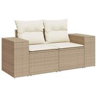 6-delige Loungeset met kussens poly rattan beige - thumbnail