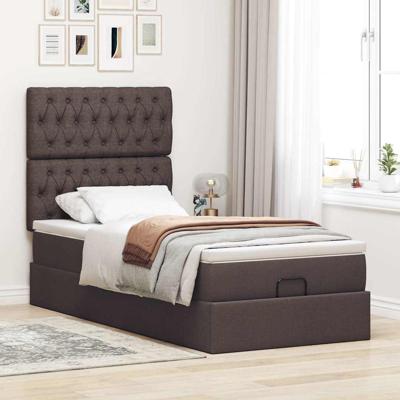 Ottoman bed met matras en LED's 100x200cm stof donkerbruin