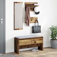Halmeubelset met lade Oud hout 90 x 31 x 46,5 cm Bewerkt hout - thumbnail