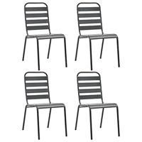 VidaXL Tuinstoelen 4 st gelat ontwerp staal donkergrijs - thumbnail