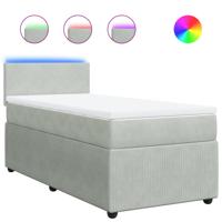 Boxspring met matras fluweel lichtgrijs 100x200 cm - thumbnail