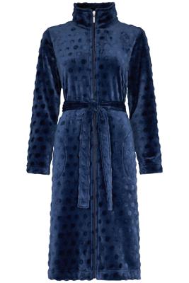 Damesbadjas rits blauw - fleece-(40-42) M