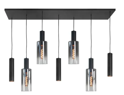 Highlight Hanglamp Perugia 4+3 lichts L 130 cm zwart rook Highlight Hanglamp Perugia 4+3 lichts L 130 cm zwart rook