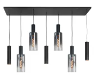 Highlight Hanglamp Perugia 4+3 lichts L 130 cm zwart rook - thumbnail
