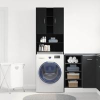 Wasmachinekast 64x25,5x190 cm zwart eikenkleur - thumbnail