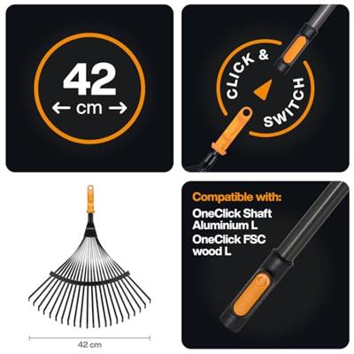 Fiskars OneClick Metalen Waaierhark voor bladeren - 1080675