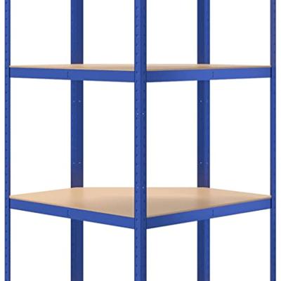 Hoekrek 4-laags staal en bewerkt hout blauw - thumbnail