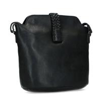Manfield leren crossbody tas zwart - thumbnail