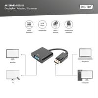 Digitus AK-340410-001-S DisplayPort / VGA Adapter [1x DisplayPort stekker - 1x VGA-bus] Zwart 15.00 cm - thumbnail
