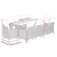 11-delige Bistroset met kussens poly rattan beige - thumbnail