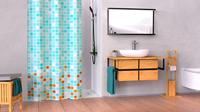 EISL douchegordijn met mozaïek 200x180x0,2 cm blauw en oranje - thumbnail