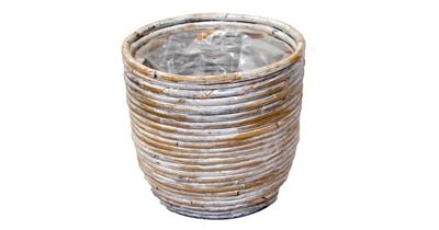 Rotan plantenmand whitewash 18x16cm