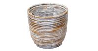 Rotan plantenmand whitewash 18x16cm - thumbnail