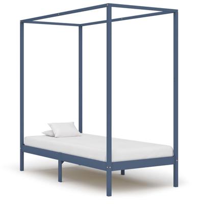 Hemelbedframe massief grenenhout grijs 100x200 cm Hemelbedframe massief grenenhout grijs 100x200 cm