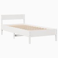 Bedframe zonder matras massief grenenhout wit 140x190 cm - thumbnail