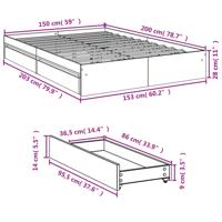 Bedframe met lades bewerkt hout sonoma eikenkleurig 150x200 cm - thumbnail
