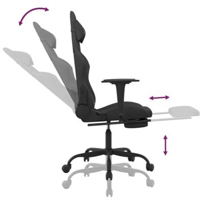 Gamestoel met voetensteun stof zwart