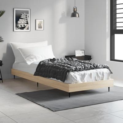 Bedframe bewerkt hout sonoma eikenkleurig 75x190 cm Bedframe bewerkt hout sonoma eikenkleurig 75x190 cm