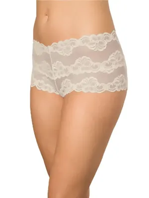 Dames kanten hipster - Floral - Kanten dames heup ondergoed - Katoenen kruisje - 38 - Champagne | Dames boxer