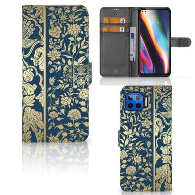 Motorola Moto G 5G Plus Hoesje Beige Flowers Motorola Moto G 5G Plus Hoesje Beige Flowers
