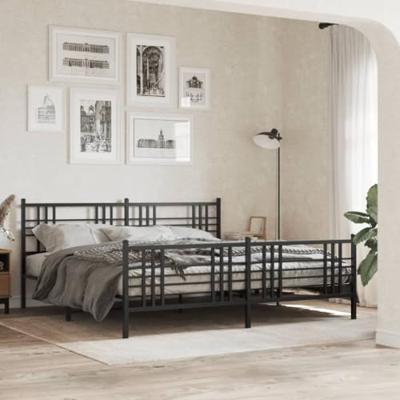 Bedframe met hoofd- en voeteneinde metaal zwart 193x203 cm