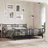 Bedframe met hoofd- en voeteneinde metaal zwart 193x203 cm - thumbnail