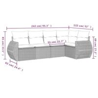 5-delige Loungeset met kussens poly rattan zwart - thumbnail