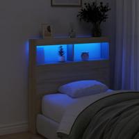 Hoofdbordkast met LED-verlichting 100x17x102 cm sonoma eiken - thumbnail