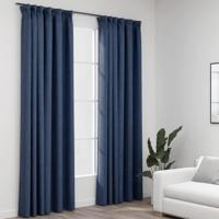 VidaXL Gordijnen linnen-look verduisterend haken 2 st 140x245 cm blauw - thumbnail