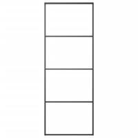 Schuifdeur 76x205 cm aluminium en ESG-glas zwart - thumbnail