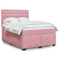 Boxspring met matras fluweel roze 160x200 cm - thumbnail
