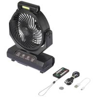 Sygonix Accuventilator 4.6 W (Ø) 205 mm Zwart Werkt ook op batterijen, Met lamparmatuur, Oscillerend, Met afstandsbediening, LED-indicatie, Timer, Wandmontage - thumbnail