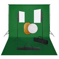 Fotostudioset met softboxlampen, achtergrond en reflector - thumbnail