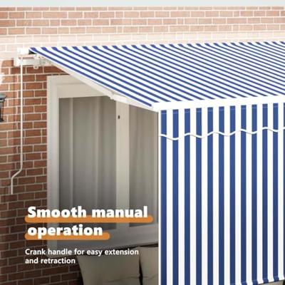 VidaXL Inklapbaar zonnescherm blauw en wit 300 x 200 cm