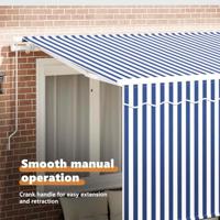 VidaXL Inklapbaar zonnescherm blauw en wit 300 x 200 cm - thumbnail