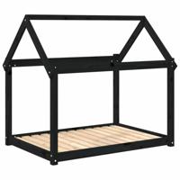 VidaXL Hondenmand 111x80x100 cm massief grenenhout zwart - thumbnail