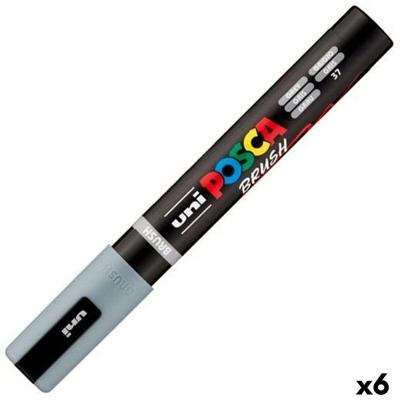 Markeerstift BRUSH POSCA PC-5BR Grijs (6 Stuks)