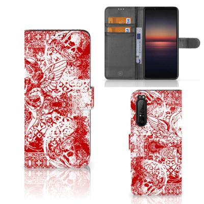 Telefoonhoesje met Naam Sony Xperia 1 II Angel Skull Rood Telefoonhoesje met Naam Sony Xperia 1 II Angel Skull Rood