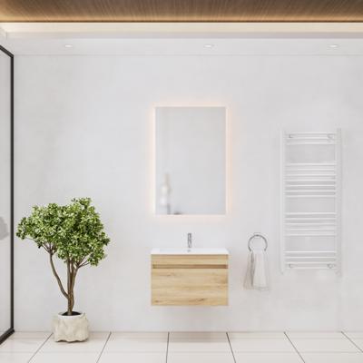 Badkamermeubelset Gliss Design Anelius 70cm Natural Oak (Keuze uit wastafel, kraangaten & spiegel)