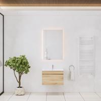 Badkamermeubelset Gliss Design Anelius 70cm Natural Oak (Keuze uit wastafel, kraangaten & spiegel) - thumbnail