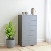 vidaXL Dressoir met 6 lades 50x34x96 cm spaanplaat grijs - thumbnail