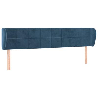 Hoofdbord met randen 203x23x78/88 cm fluweel donkerblauw