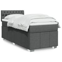 Boxspring met matras stof donkergrijs 90x190 cm - thumbnail