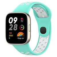 By Qubix - Siliconen sportband - Turquoise met wit - Compatible met Xiaomi Redmi Watch 3 - Compatible Xiaomi bandje - thumbnail