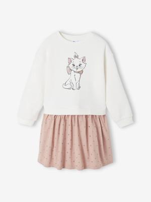 Jurk van twee materialen DISNEY ANIMALS® Marie de Aristokatten roze (poederkleur)