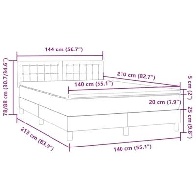 Boxspring met matras fluweel lichtgrijs 140x210 cm