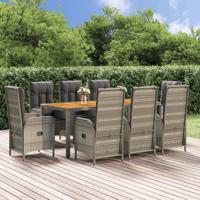 9-delige Tuinset met kussens poly rattan grijs - thumbnail