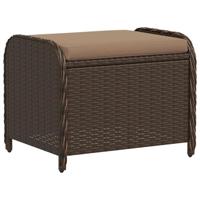Tuinkruk met kussen 58x46x46 cm poly rattan bruin - thumbnail
