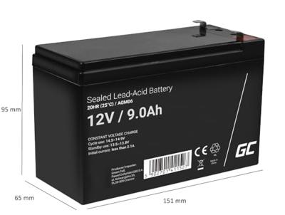Green Cell Green Cell - USV-Akku - 1 x Batterie - Bleisäure Loodaccu 12 V 9 Ah Loodvlies (AGM) (b x h x d) 151 x 95 x 65 mm Kabelschoen 6.35 mm Green Cell Green Cell - USV-Akku - 1 x Batterie - Bleisäure Loodaccu 12 V 9 Ah Loodvlies (AGM) (b x h x d) 151 x 95 x 65 mm Kabelschoen 6.35 mm